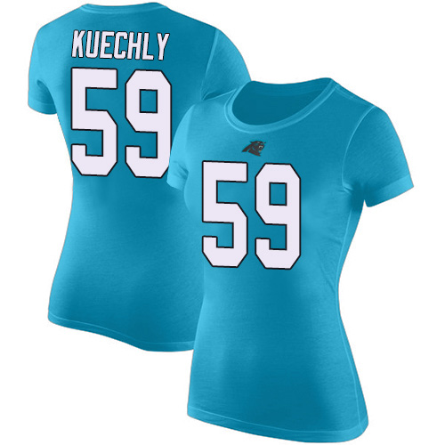 Carolina Panthers Blue Women Luke Kuechly Rush Pride Name and Number NFL Football #59 T Shirt->carolina panthers->NFL Jersey
